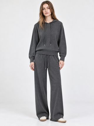 Knitted Wide-Leg Trousers Grey