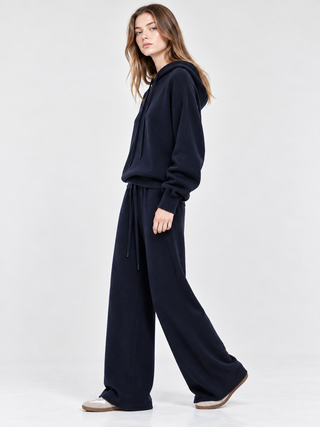 Knitted Wide-Leg Trousers Navy