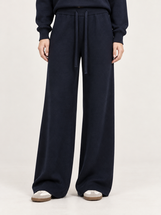 Knitted Wide-Leg Trousers Navy