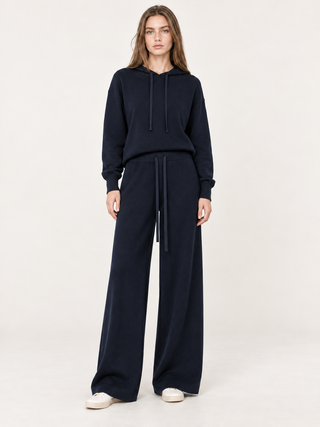 Knitted Wide-Leg Trousers Navy