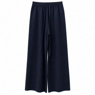 Knitted Wide-Leg Trousers Navy