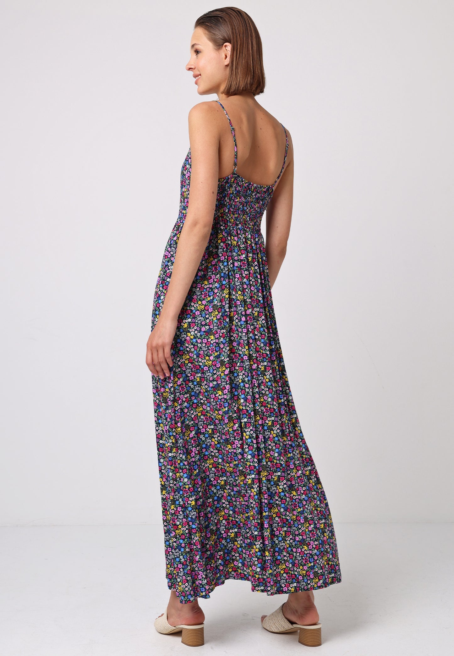 Cami Shirred Back Button Detail Maxi Dress