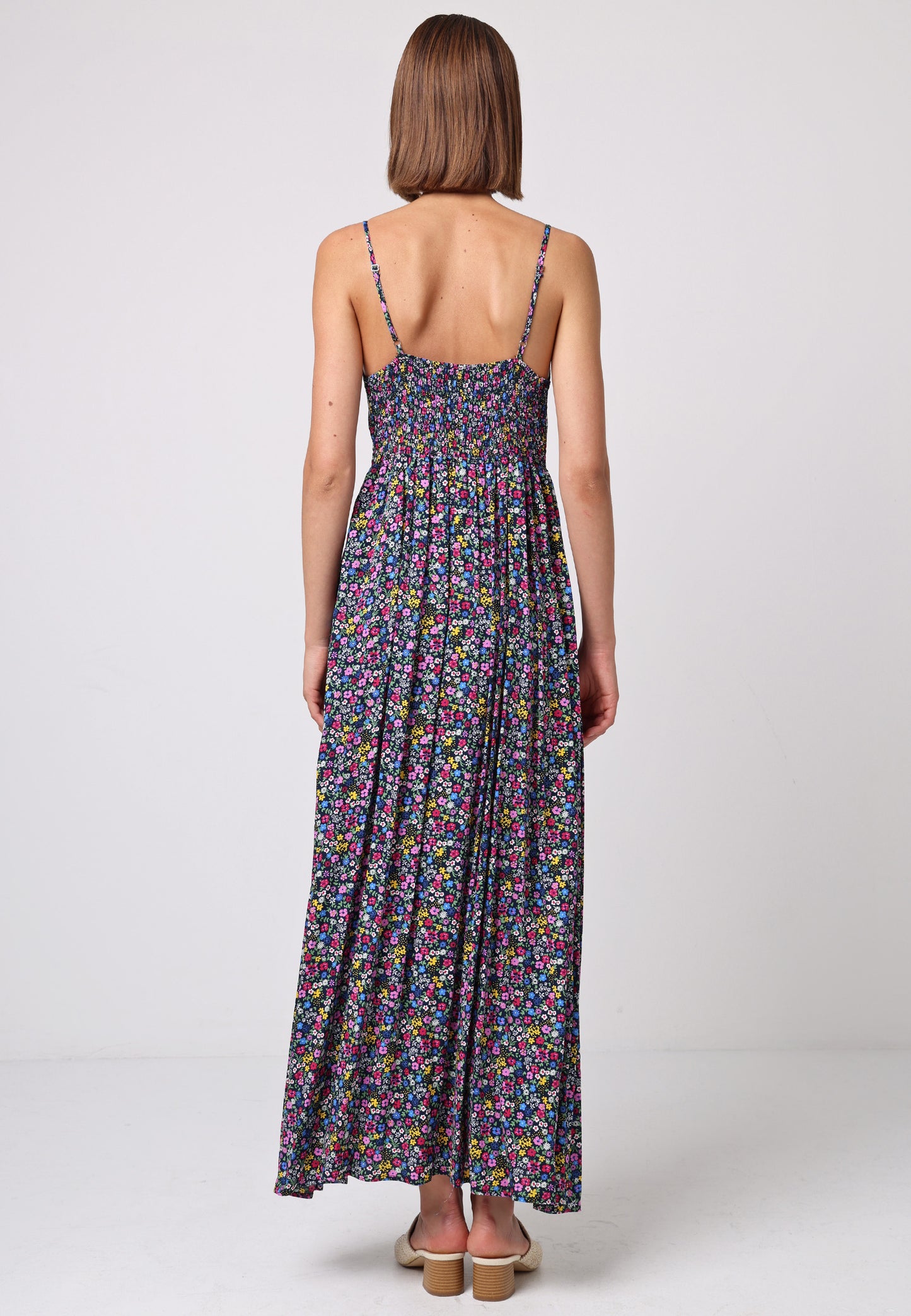 Cami Shirred Back Button Detail Maxi Dress