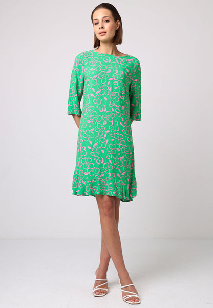 Green Tunic With Pink Floral Details - ANGELEYE