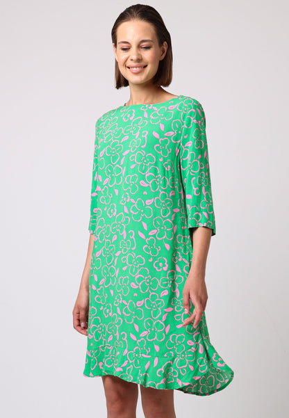 Green Tunic With Pink Floral Details - ANGELEYE