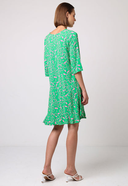 Green Tunic With Pink Floral Details - ANGELEYE