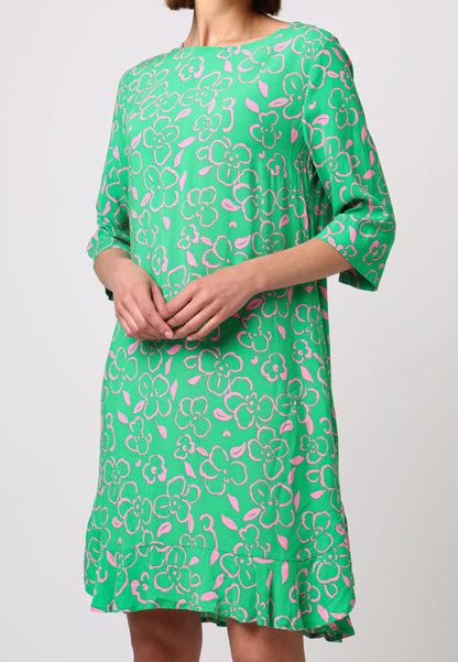 Green Tunic With Pink Floral Details - ANGELEYE