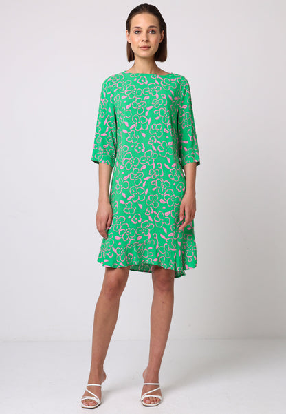 Green Tunic With Pink Floral Details - ANGELEYE