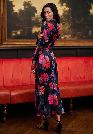 Midi Floral Black Dress