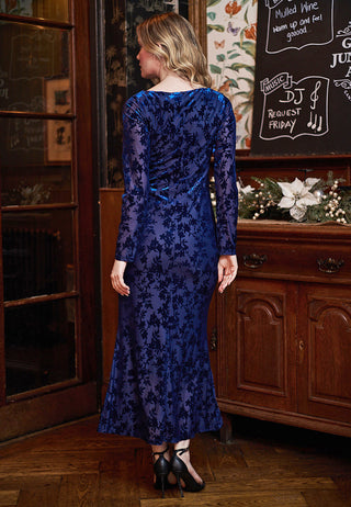 Maxi Dress in Navy Burnout Velvet