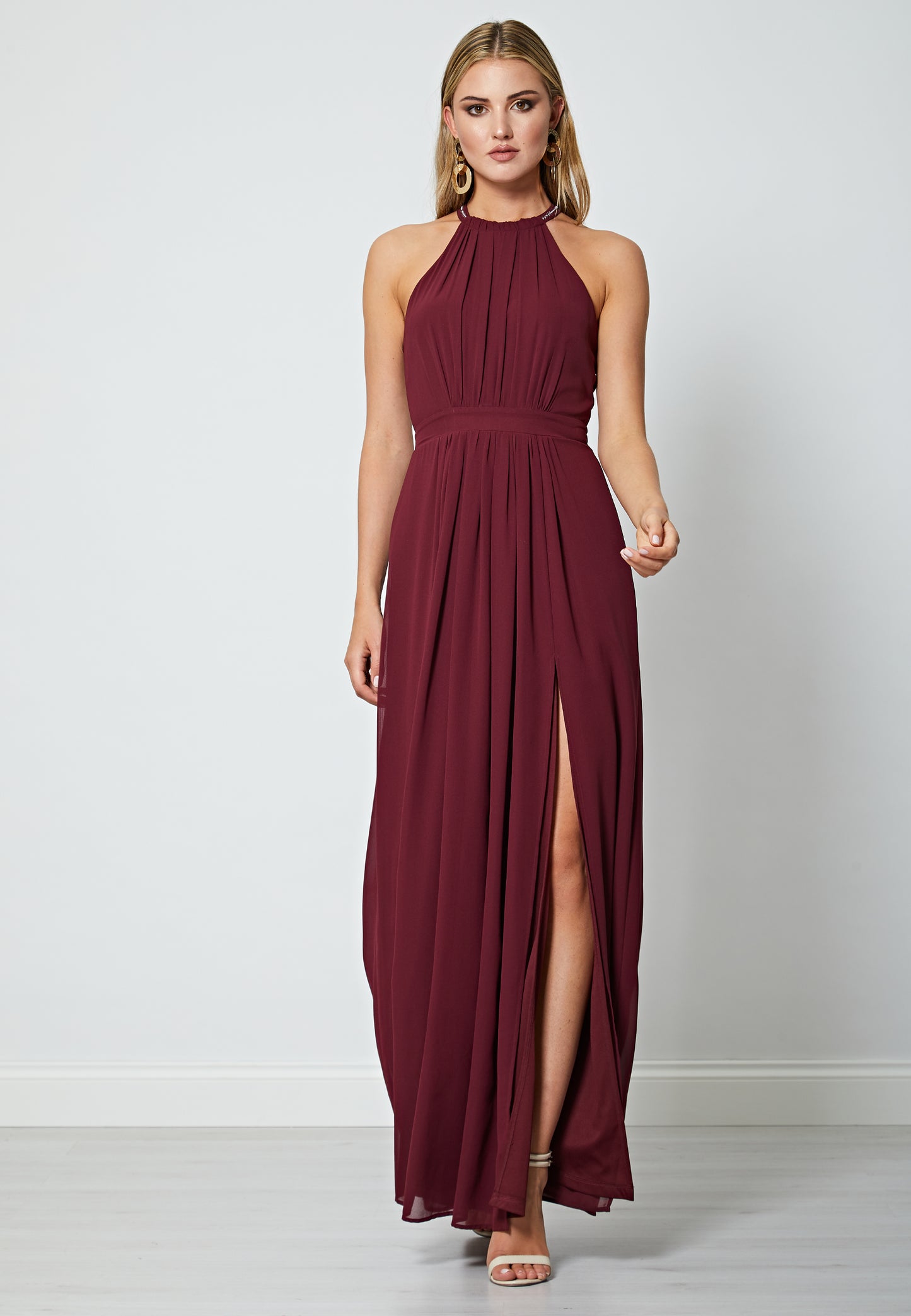 Beaded Halterneck Maxi Dress