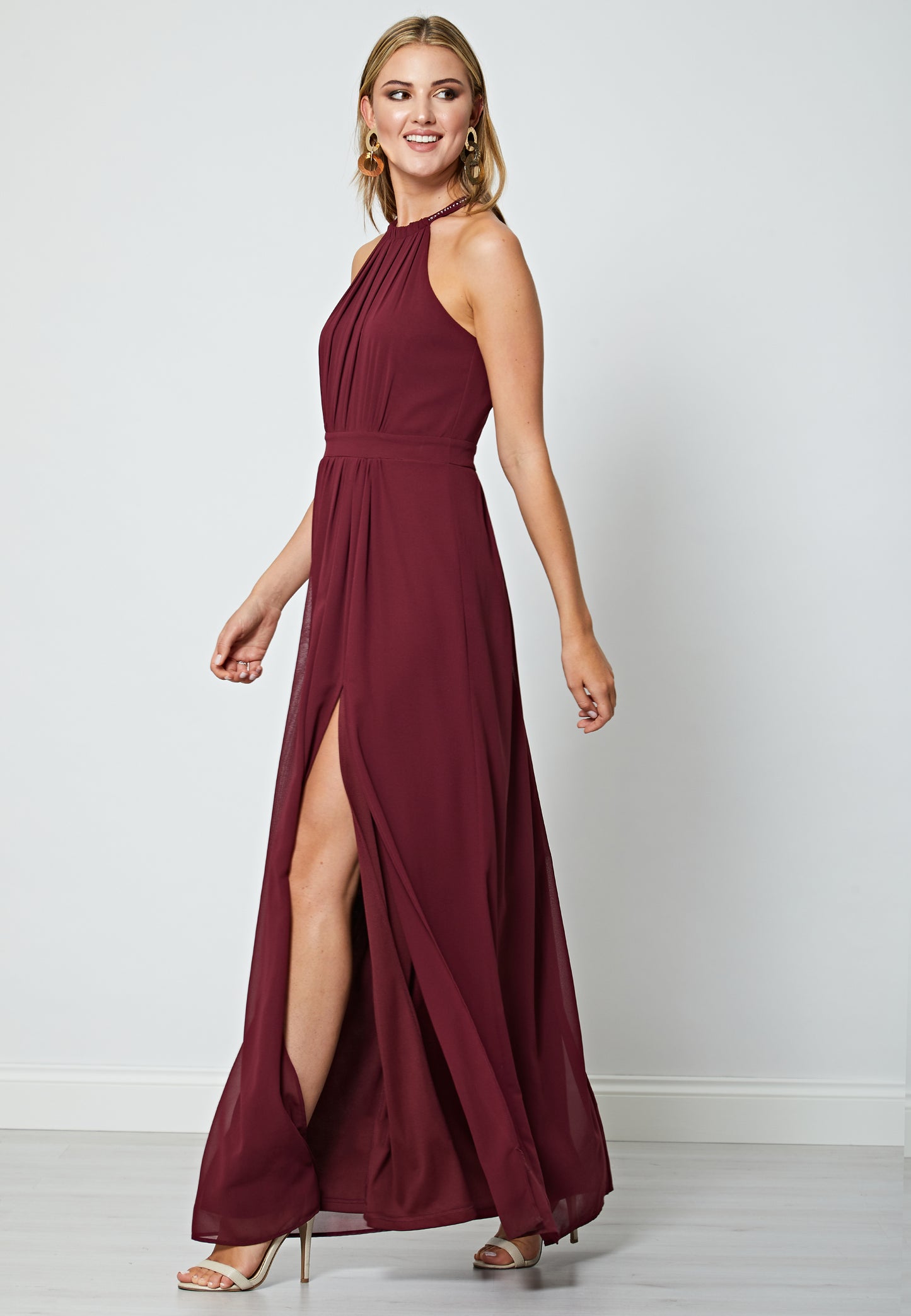 Beaded Halterneck Maxi Dress