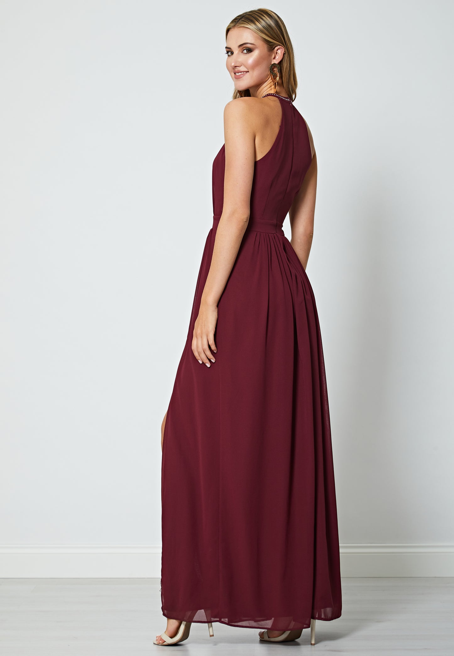 Beaded Halterneck Maxi Dress