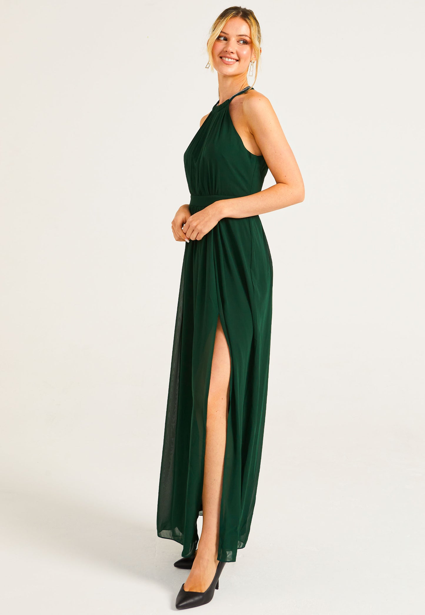 Beaded Halterneck Maxi Dress