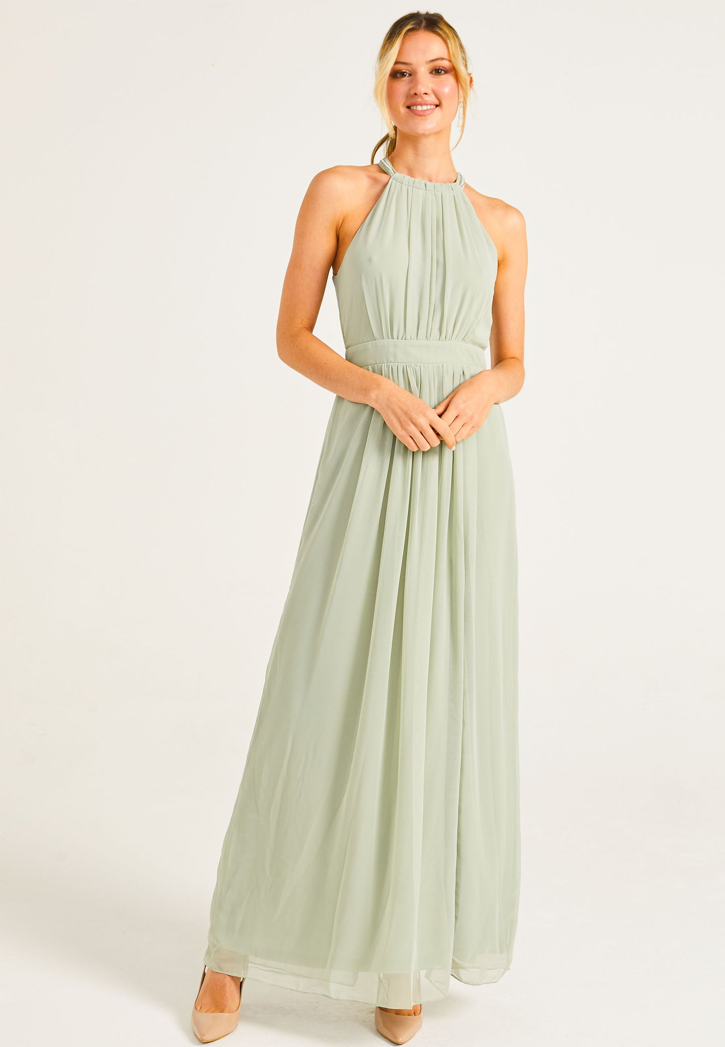 Beaded Halterneck Maxi Dress