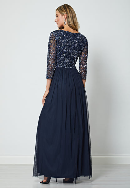 Embellished Sequin Long Sleeve Maxi Dress - ANGELEYE