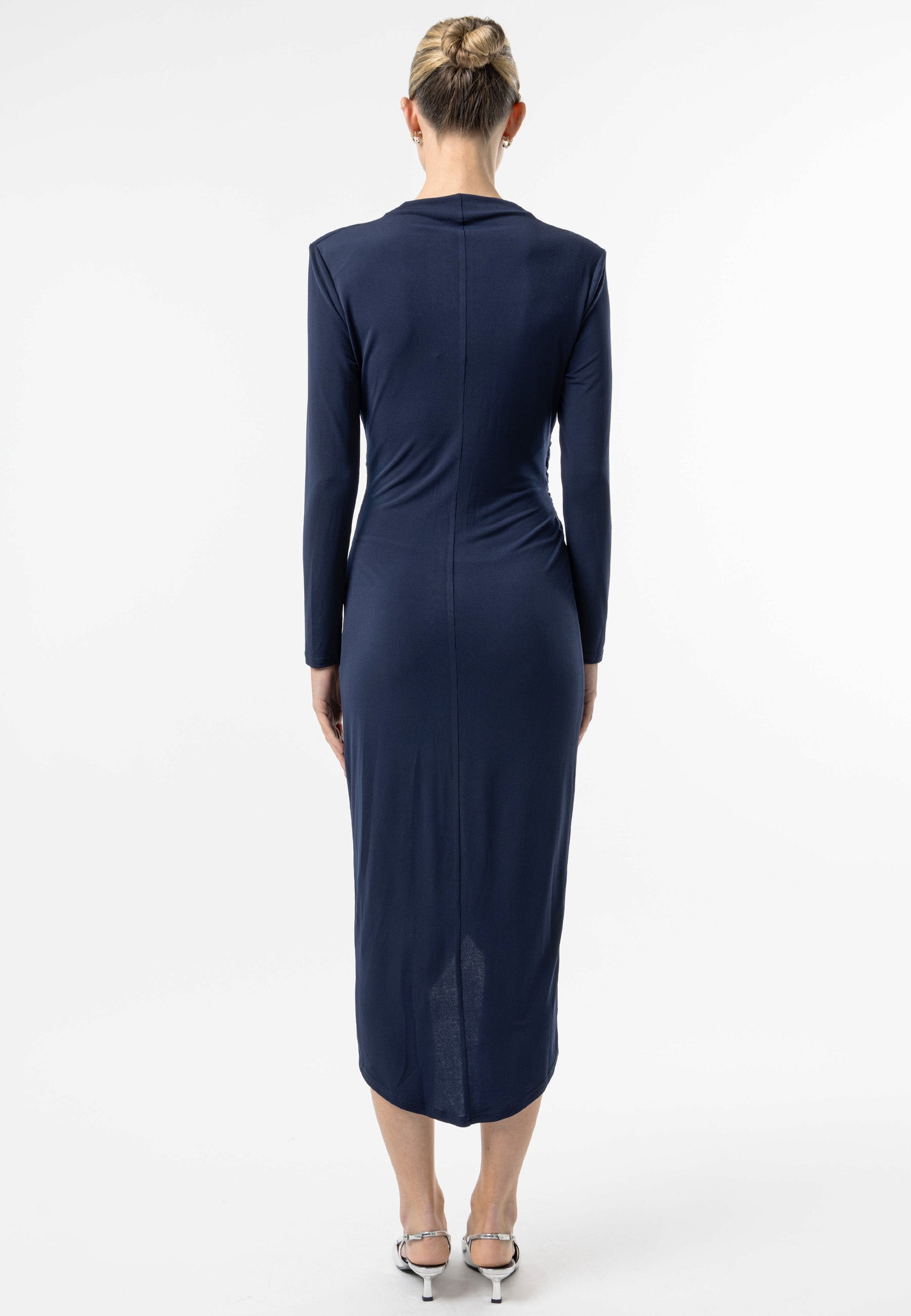 Bodycon Wrap Long Sleeve Midi Dress in Navy | ANGELEYE Bodycon Wrap Long Sleeve Midi Dress in Navy | ANGELEYE