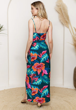 Wrap Cami Dress in Tropical Print