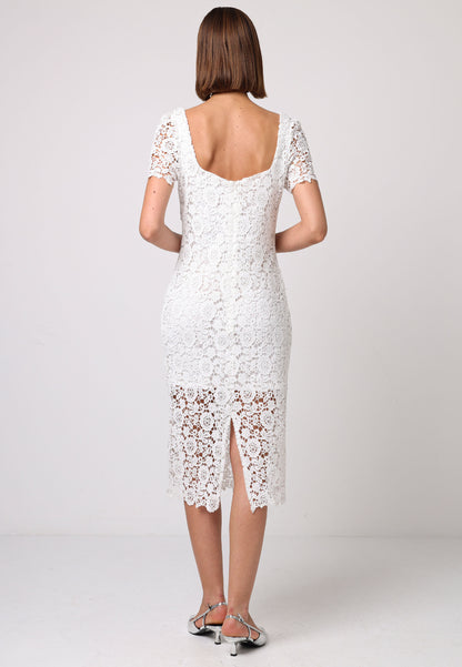 Bodycon White Lace Dress - ANGELEYE