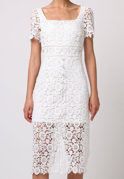 Bodycon White Lace Dress - ANGELEYE