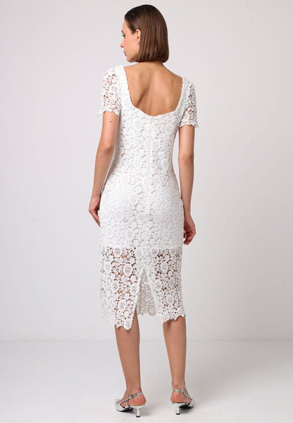 Bodycon White Lace Dress - ANGELEYE