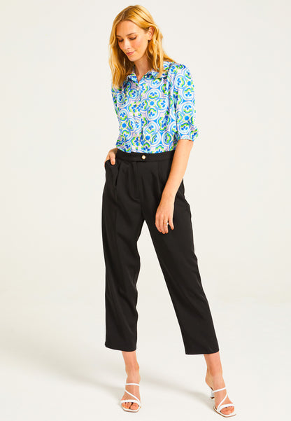 Short Sleeve Shirt in Geometric Print - ANGELEYE