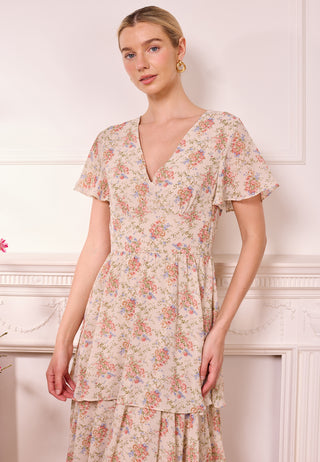 Ditsy Floral Cream Tiered Maxi Dress