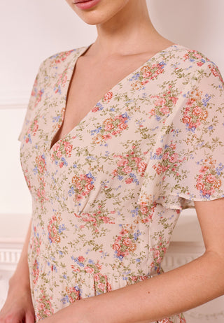 Ditsy Floral Cream Tiered Maxi Dress